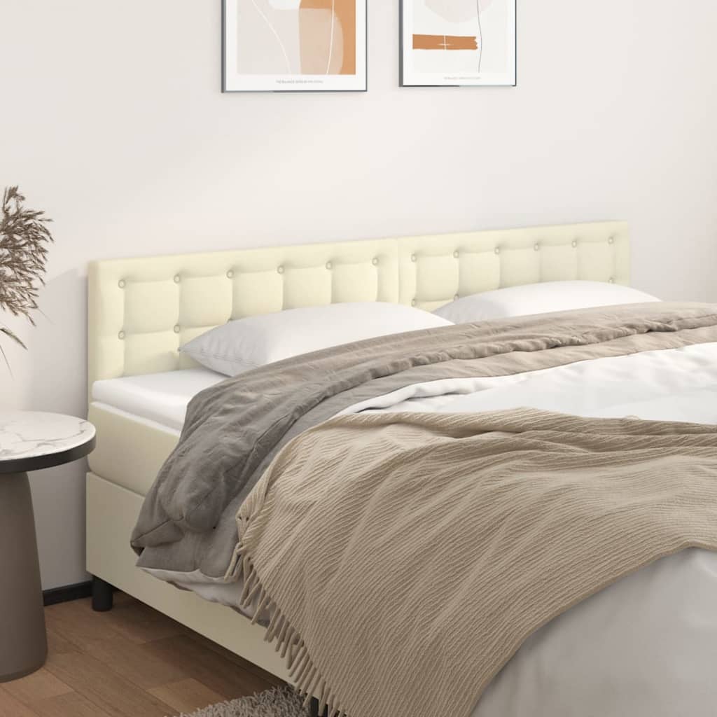 Hoofdborden 2 St 100X5X78/88 Cm Kunstleer Kleurig 200 cm crème