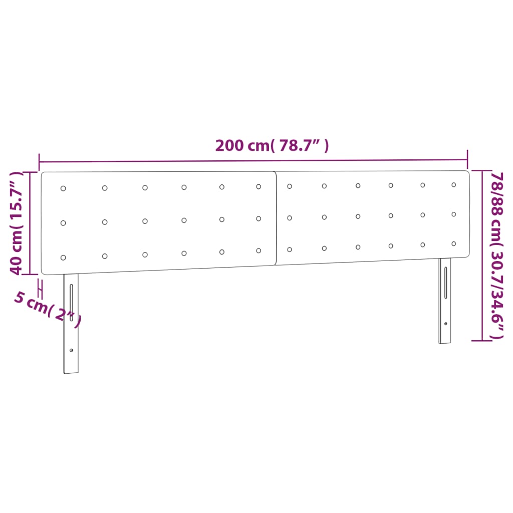 Hoofdborden 2 St 00X5X78/88 Cm Kunstleer Kleurig Cappuccino 200 cm Laag