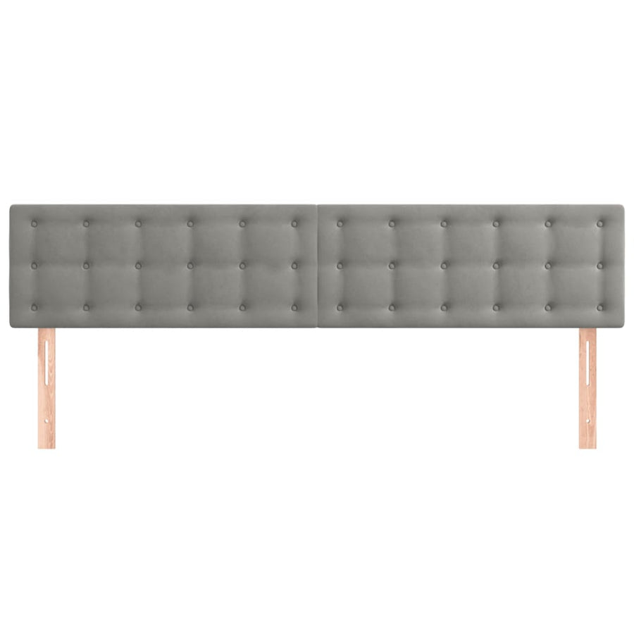 Hoofdborden 2 St 00 X 5 X 78/88 Cm Fluweel Lichtgrijs 200 cm Laag