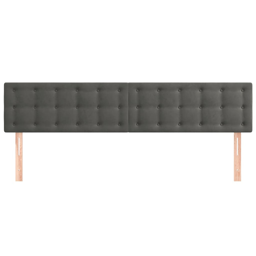 Hoofdborden 2 St 00X5X78/88 Cm Fluweel Donkergrijs 200 cm Laag