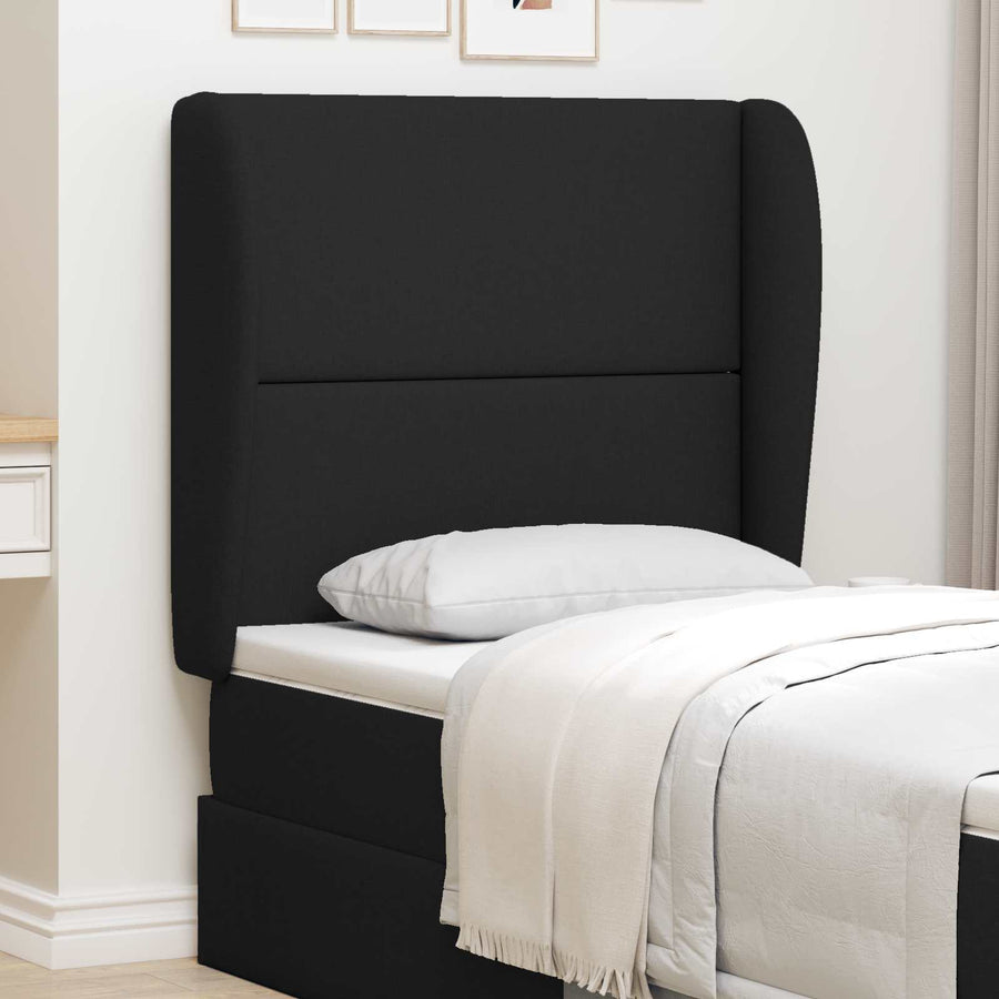 Hoofdbordoor Wandgemonteerd Zwart 80 x 23 x 6 cm Foam en Stof