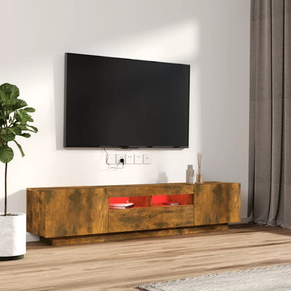 2-Delige Tv-Meubelset Met Led Bewerkt Hout Kleurig Gerookt eiken