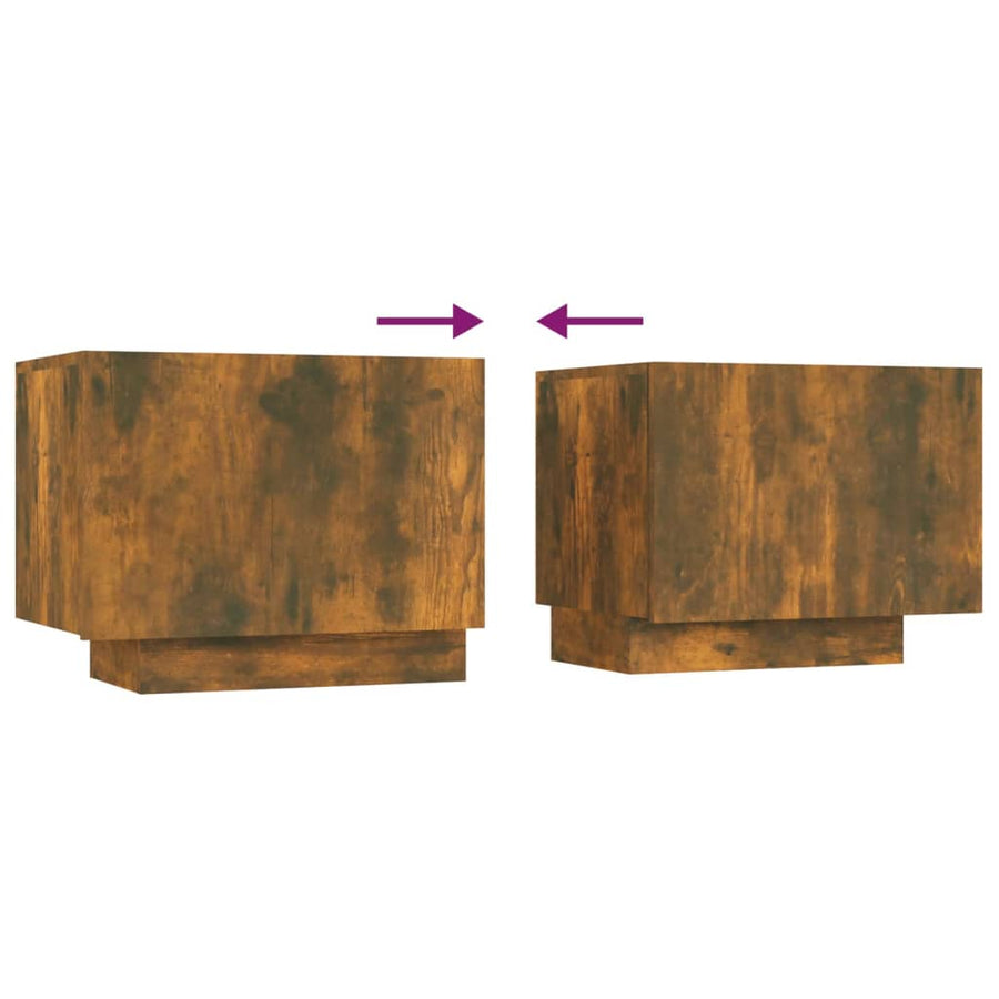 2-Delige Tv-Meubelset Met Led Bewerkt Hout Kleurig Gerookt eiken