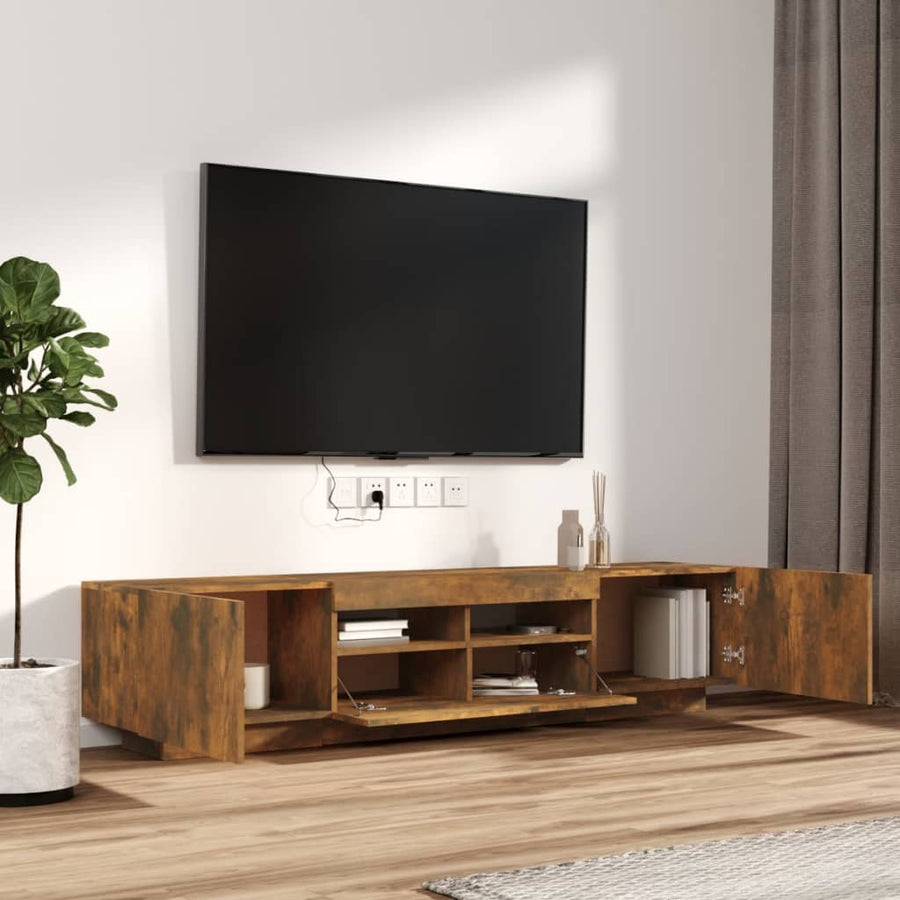 2-Delige Tv-Meubelset Met Led Bewerkt Hout Kleurig Gerookt eiken
