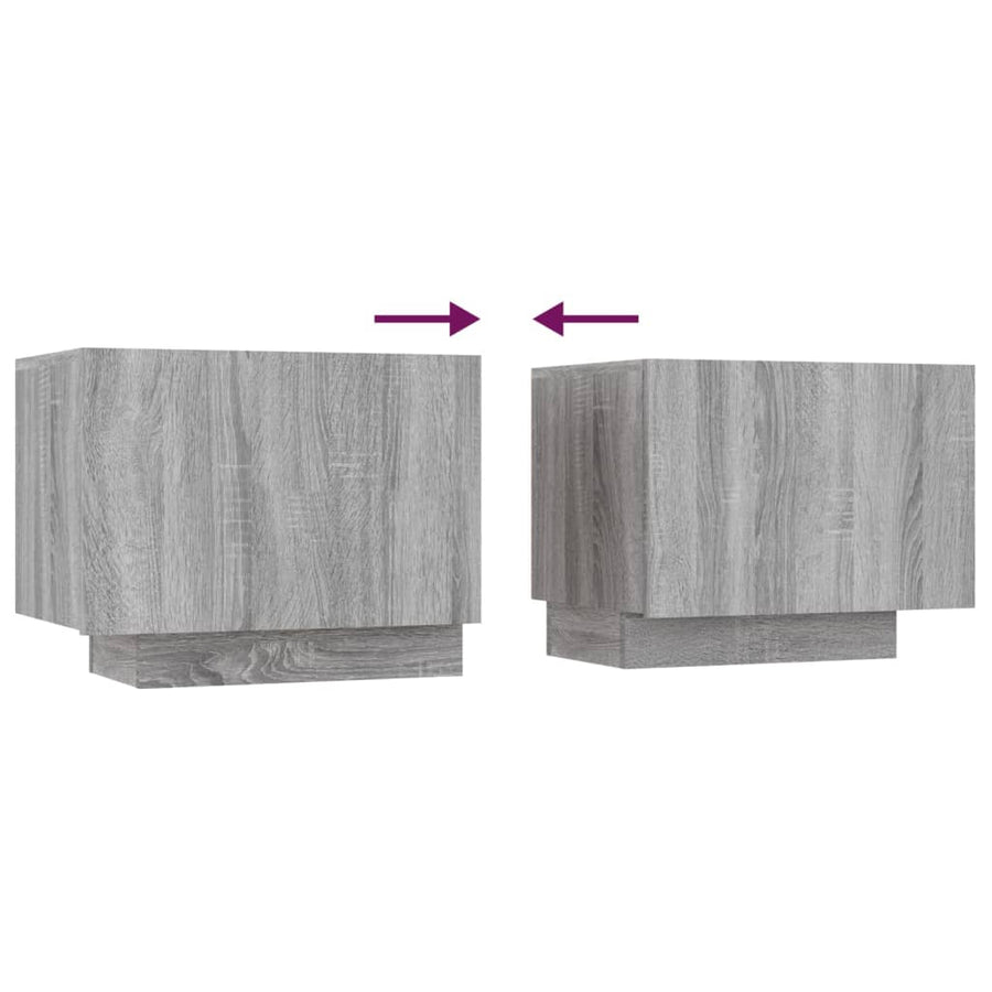 2-Delige Tv-Meubelset Met Led Bewerkt Hout Eiken Grijs sonoma