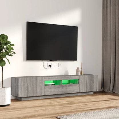 2-Delige Tv-Meubelset Met Led Bewerkt Hout Eiken Grijs sonoma