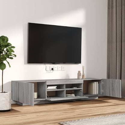 2-Delige Tv-Meubelset Met Led Bewerkt Hout Eiken Grijs sonoma