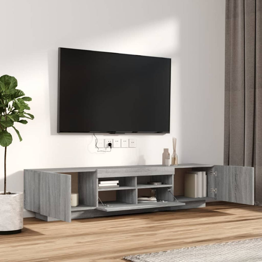 2-Delige Tv-Meubelset Met Led Bewerkt Hout Eiken Grijs sonoma