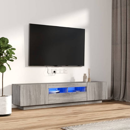 2-Delige Tv-Meubelset Met Led Bewerkt Hout Eiken Grijs sonoma