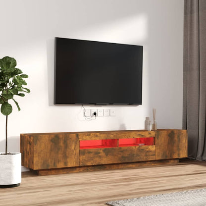 2-Delige Tv-Meubelset Met Led Bewerkt Hout Kleurig Gerookt eiken