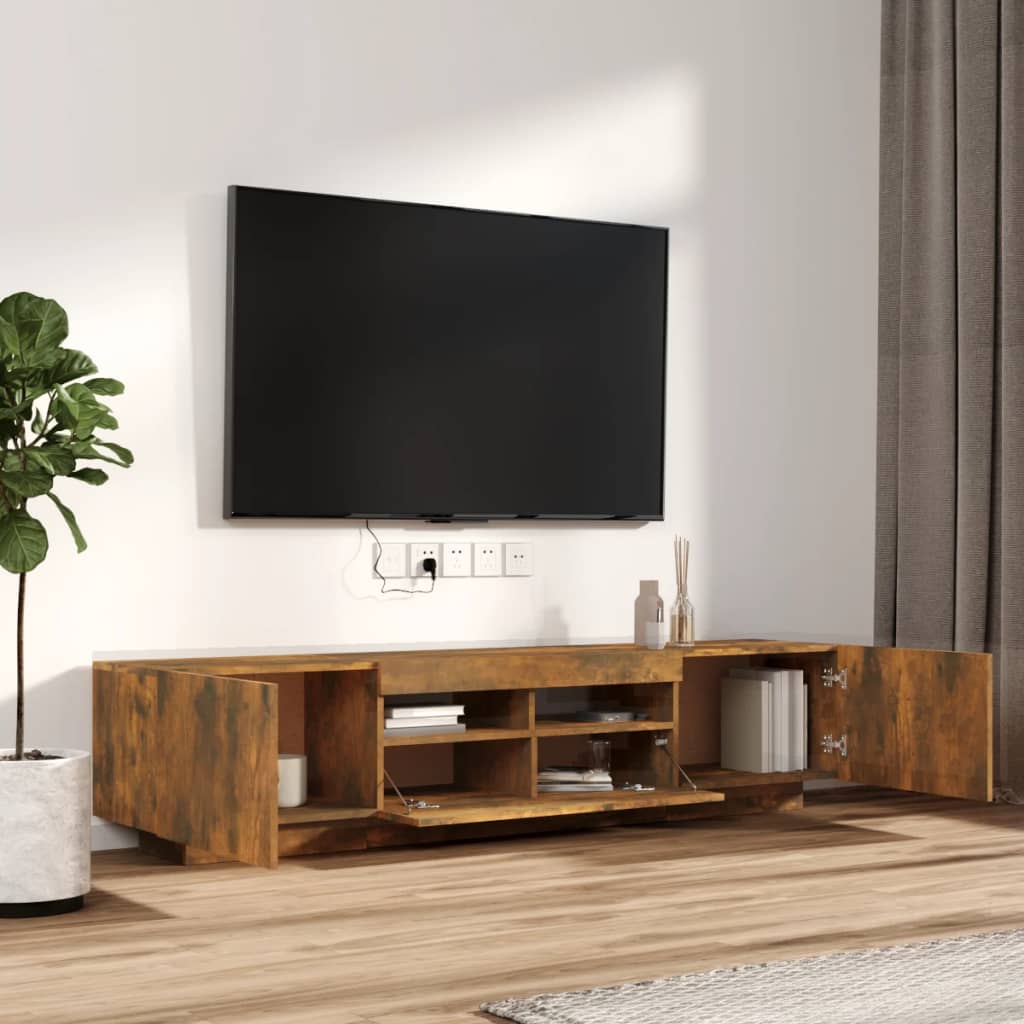 2-Delige Tv-Meubelset Met Led Bewerkt Hout Kleurig Gerookt eiken