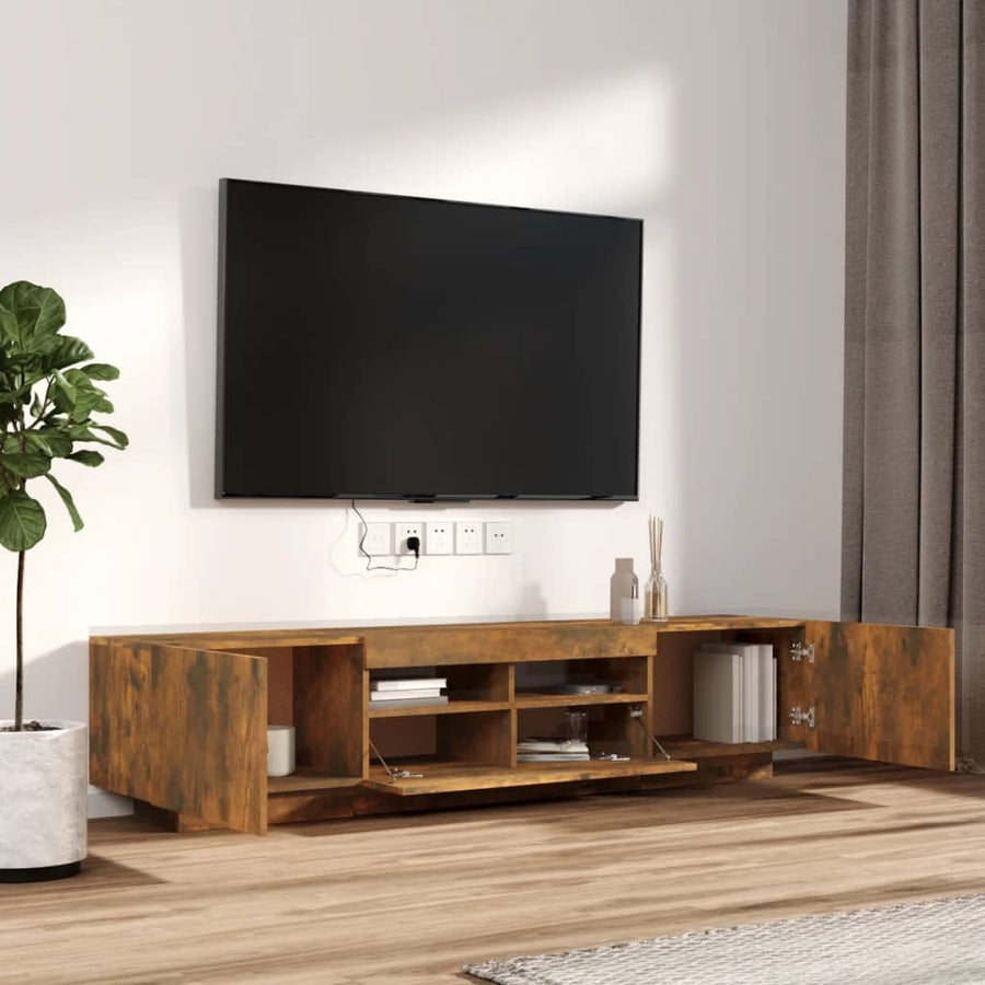 2-Delige Tv-Meubelset Met Led Bewerkt Hout Kleurig Gerookt eiken