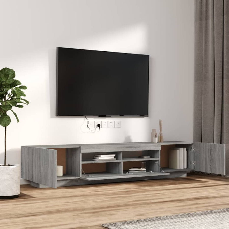 2-Delige Tv-Meubelset Met Led Bewerkt Hout Eiken Grijs sonoma