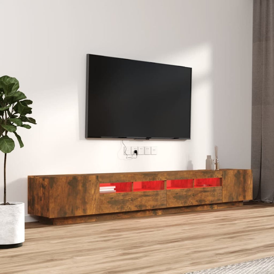 3-delige Tv-meubelset met LED bewerkt hout gerookt eikenkleurig Gerookt eiken