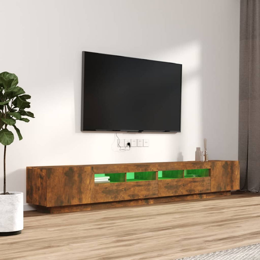3-delige Tv-meubelset met LED bewerkt hout gerookt eikenkleurig Gerookt eiken