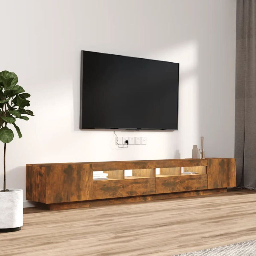 3-delige Tv-meubelset met LED bewerkt hout gerookt eikenkleurig Gerookt eiken