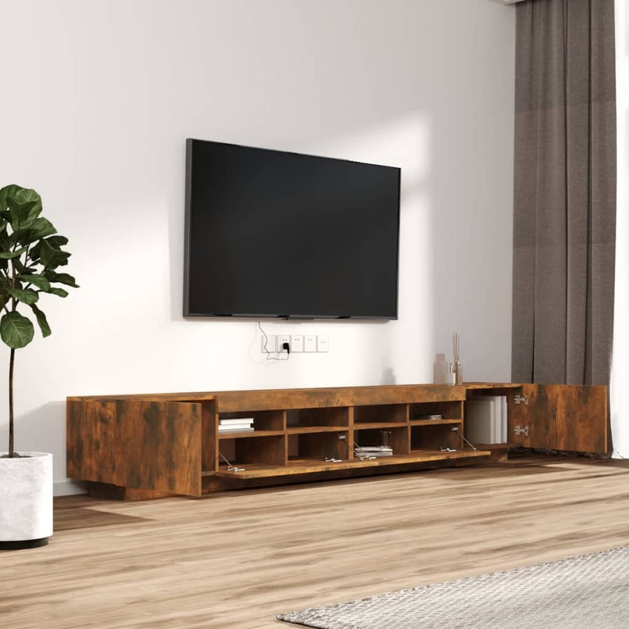 3-delige Tv-meubelset met LED bewerkt hout gerookt eikenkleurig Gerookt eiken
