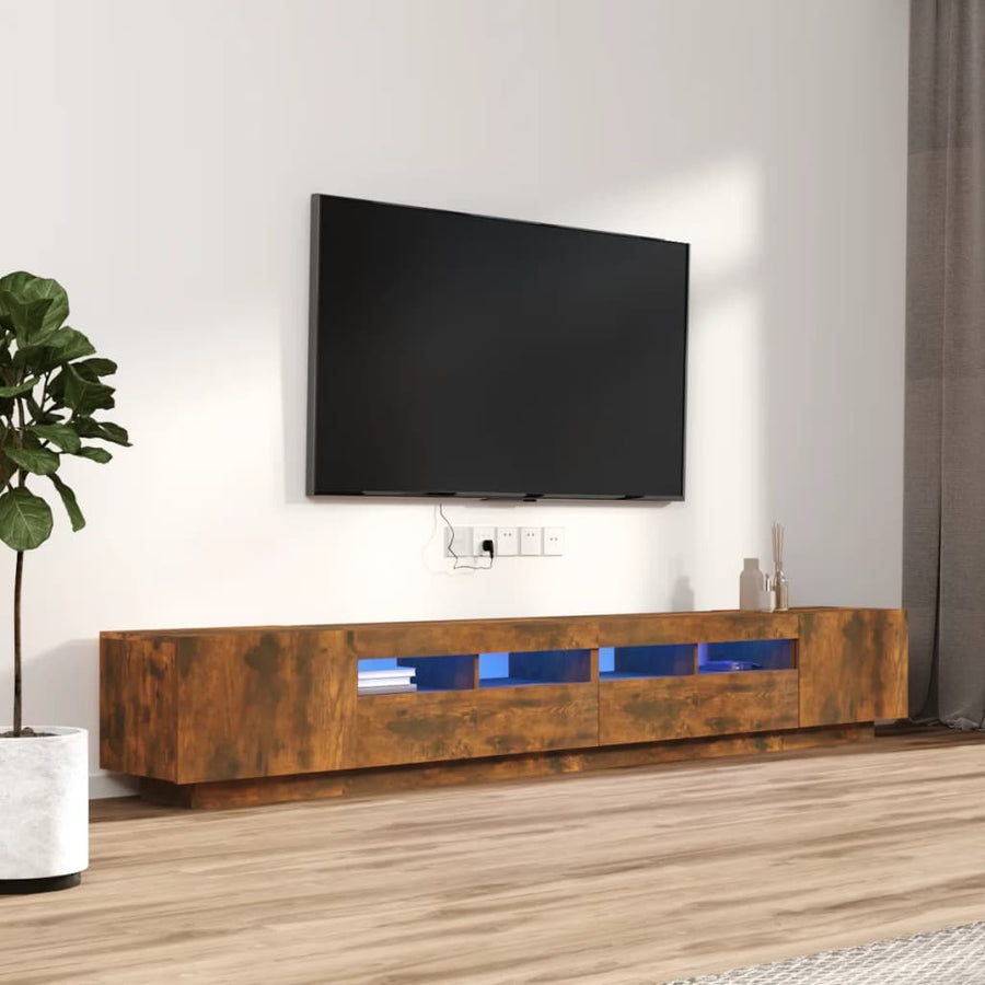 3-delige Tv-meubelset met LED bewerkt hout gerookt eikenkleurig Gerookt eiken
