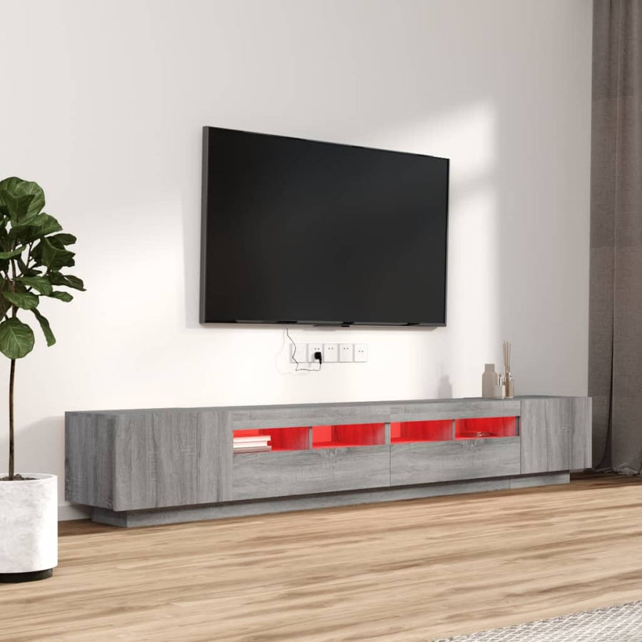 3-delige Tv-meubelset met LED's bewerkt hout grijs sonoma eiken Grijs sonoma