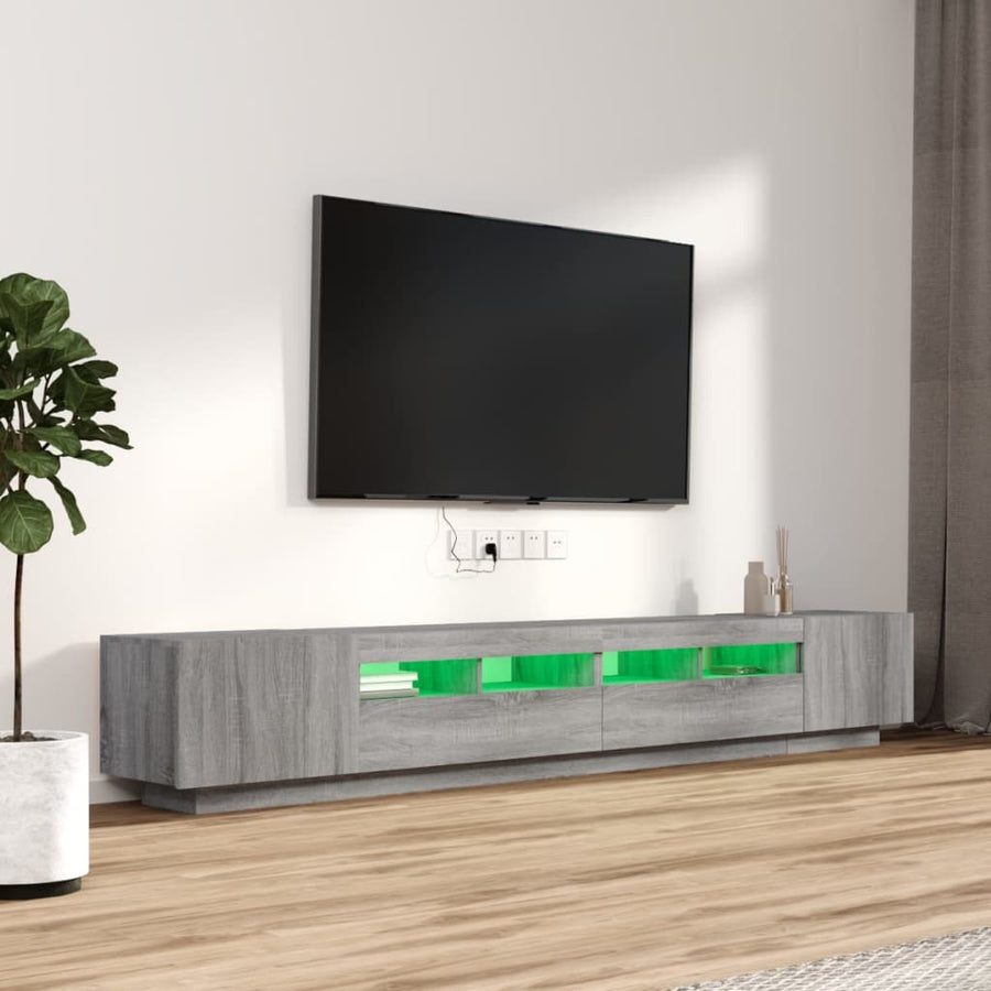 3-delige Tv-meubelset met LED's bewerkt hout grijs sonoma eiken Grijs sonoma
