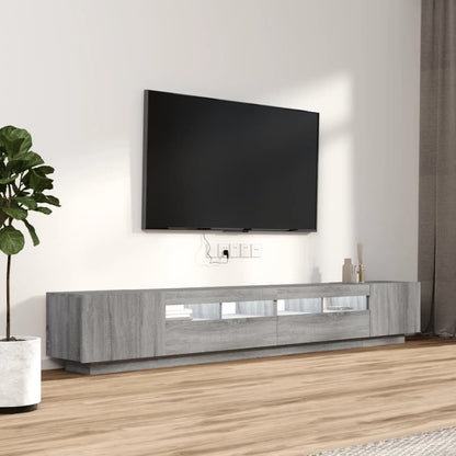 3-delige Tv-meubelset met LED's bewerkt hout grijs sonoma eiken Grijs sonoma