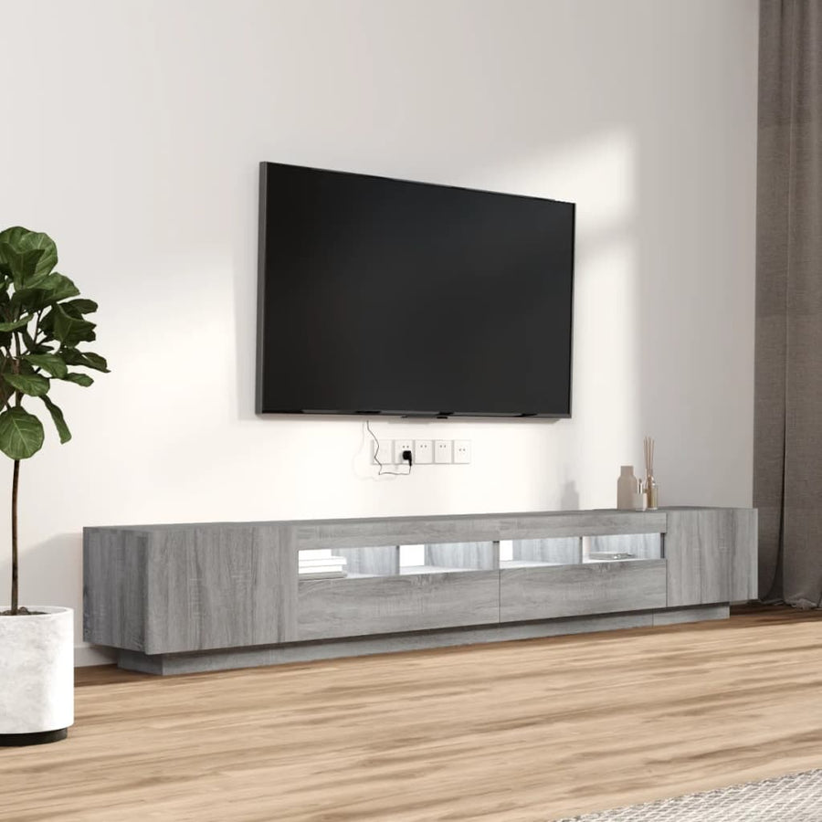 3-delige Tv-meubelset met LED's bewerkt hout grijs sonoma eiken Grijs sonoma