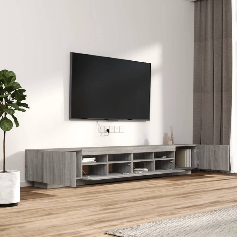 3-delige Tv-meubelset met LED's bewerkt hout grijs sonoma eiken Grijs sonoma