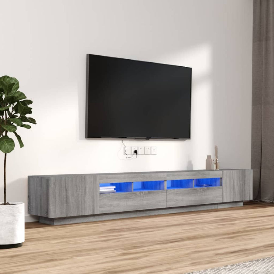 3-delige Tv-meubelset met LED's bewerkt hout grijs sonoma eiken Grijs sonoma