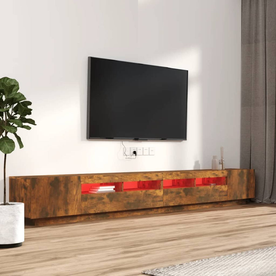 3-Delige Tv-Meubelset Met Led Bewerkt Hout Kleurig Gerookt eiken