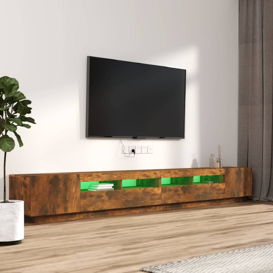 3-Delige Tv-Meubelset Met Led Bewerkt Hout Kleurig Gerookt eiken