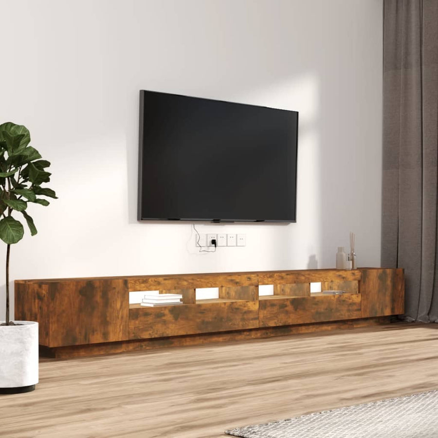 3-Delige Tv-Meubelset Met Led Bewerkt Hout Kleurig Gerookt eiken