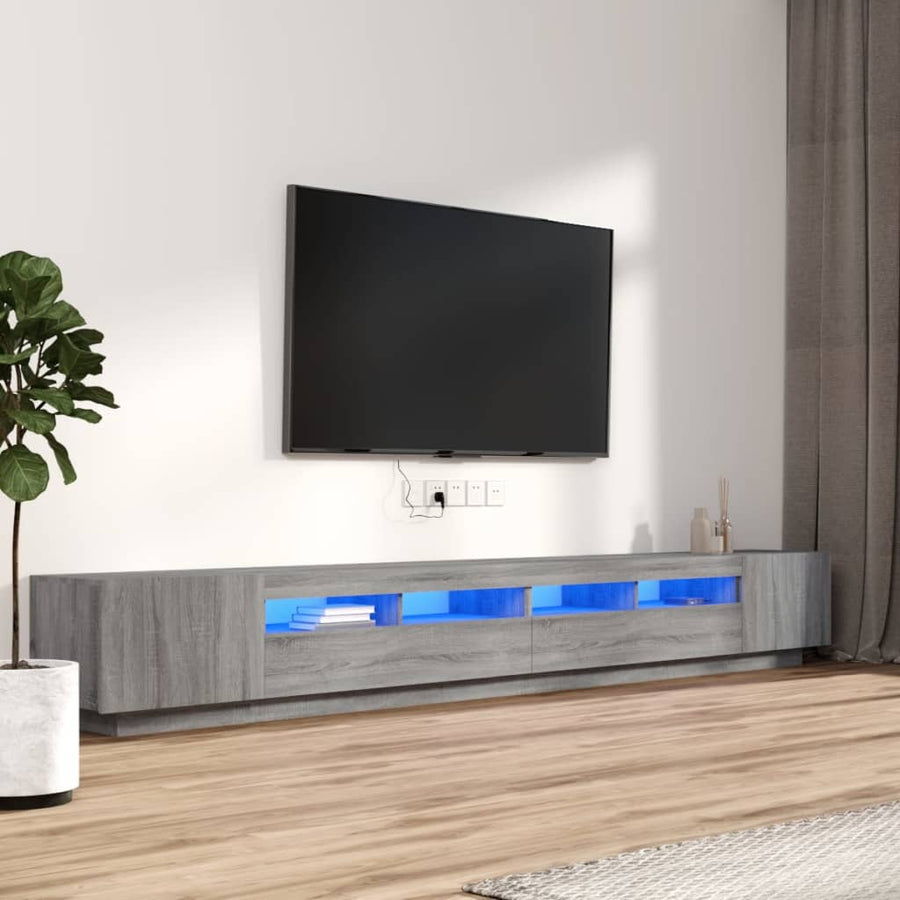 3-delige Tv-meubelset met LED's bewerkt hout grijs sonoma eiken