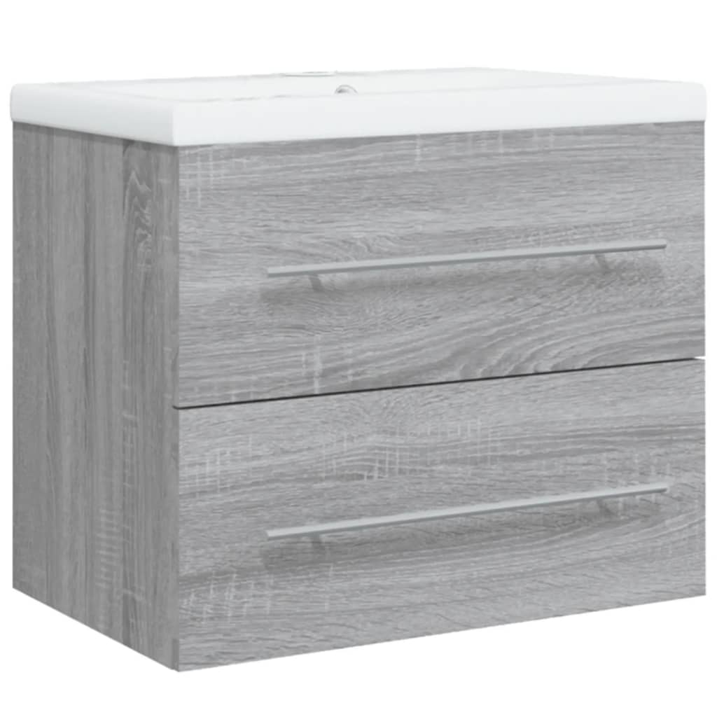 Wastafelkast Met Ingebouwde Wasbak Bewerkt Hout Grijs Sonoma 60 x 38.5 x 48 cm zonder kraan