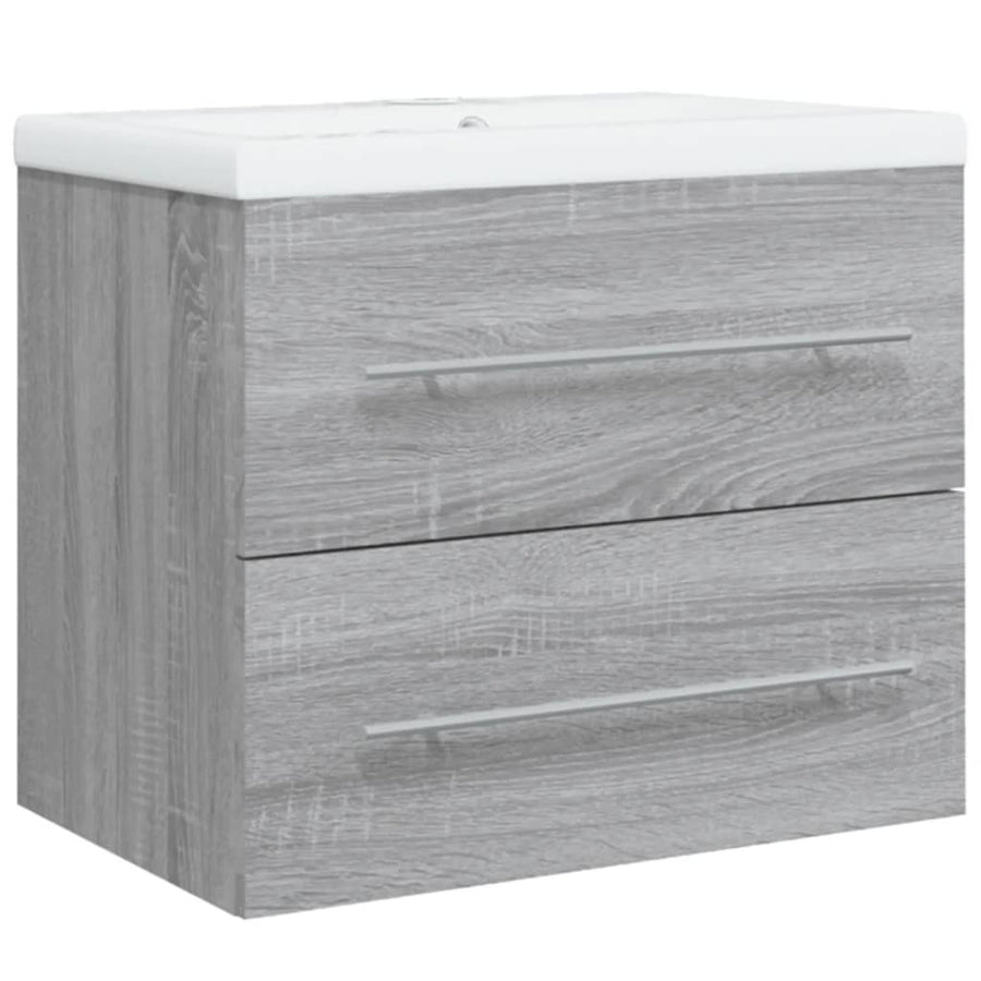 Wastafelkast Met Ingebouwde Wasbak Bewerkt Hout Grijs Sonoma 60 x 38.5 x 48 cm zonder kraan