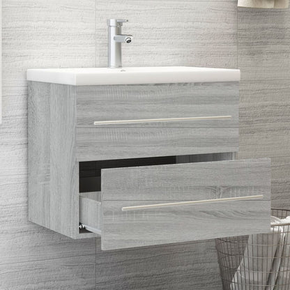 Wastafelkast Met Ingebouwde Wasbak Bewerkt Hout Grijs Sonoma 60 x 38.5 x 48 cm zonder kraan