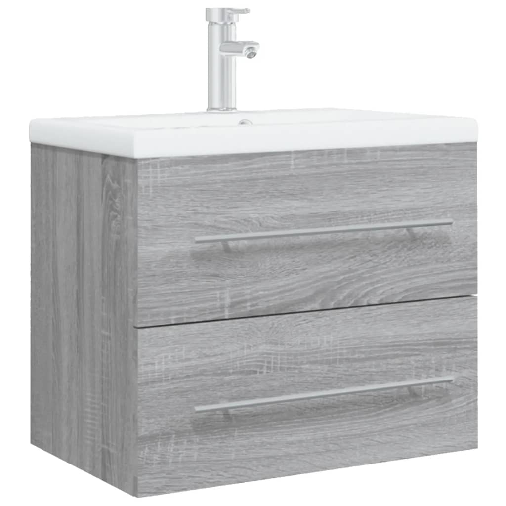 Wastafelkast Met Ingebouwde Wasbak Bewerkt Hout Grijs Sonoma 60 x 38.5 x 48 cm zonder kraan