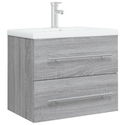 Wastafelkast Met Ingebouwde Wasbak Bewerkt Hout Grijs Sonoma 60 x 38.5 x 48 cm zonder kraan