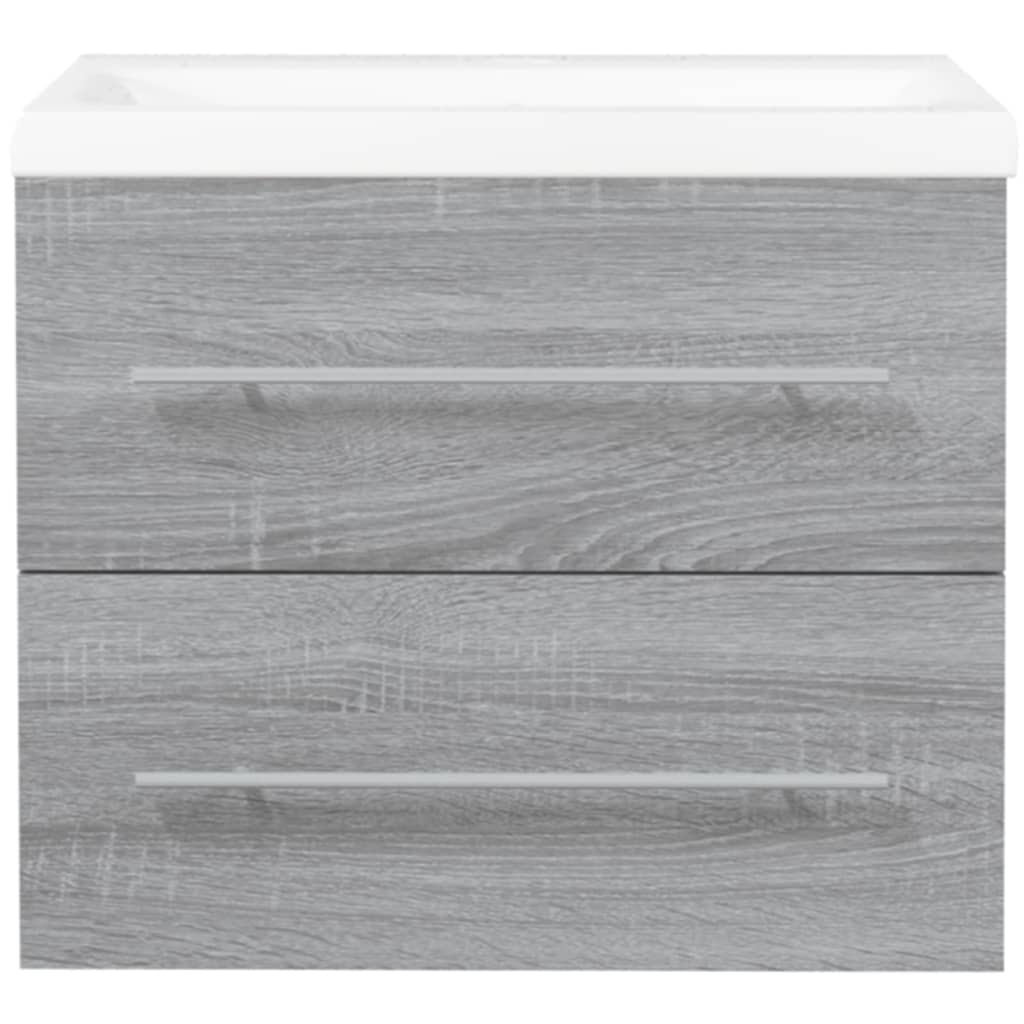 Wastafelkast Met Ingebouwde Wasbak Bewerkt Hout Grijs Sonoma 60 x 38.5 x 48 cm zonder kraan