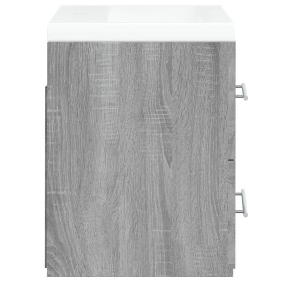 Wastafelkast Met Ingebouwde Wasbak Bewerkt Hout Grijs Sonoma 60 x 38.5 x 48 cm zonder kraan