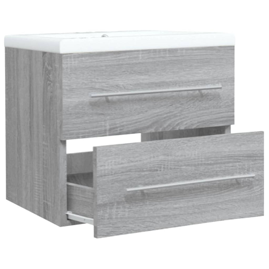 Wastafelkast Met Ingebouwde Wasbak Bewerkt Hout Grijs Sonoma 60 x 38.5 x 48 cm zonder kraan