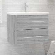Wastafelkast met wasbak 60x38,5x48 cm bewerkt hout grijs