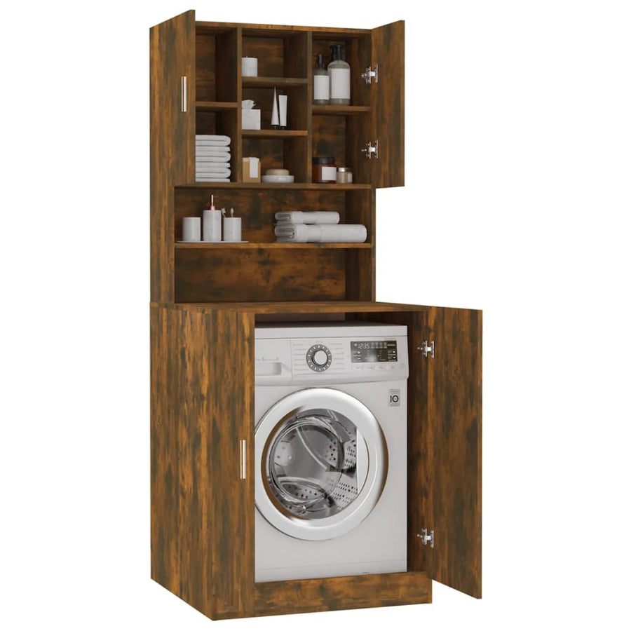 Wasmachinekast bewerkt hout gerookt eikenkleurig