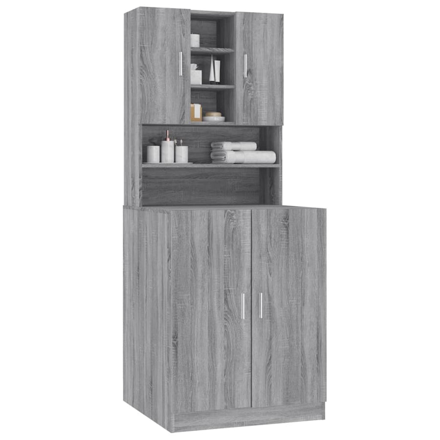 Wasmachinekast bewekrt hout grijs sonoma eikenkleurig