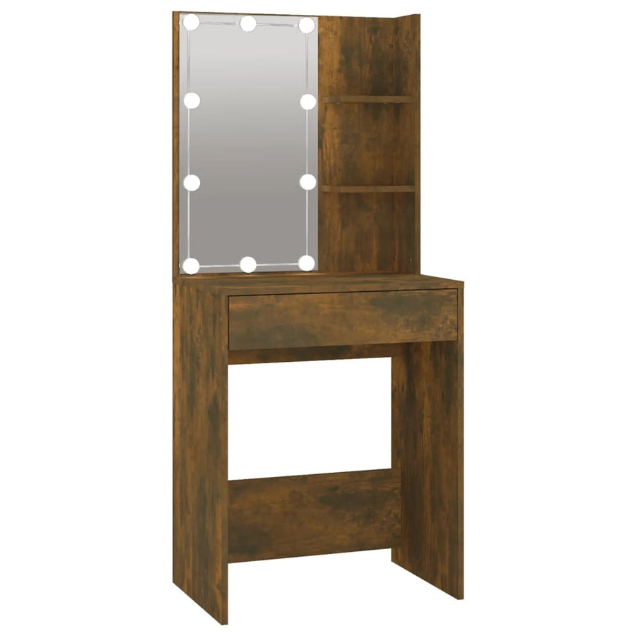 Kaptafel Met Kastje Bewerkt Hout Kleurig Gerookt eiken