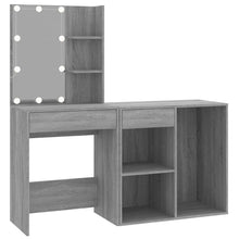 Kaptafel Met Kastjes Led Bewerkt Hout Eiken Grijs sonoma