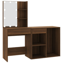 Kaptafel Met Kastjes Led Bewerkt Hout bruin eikenkleur