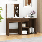Dressing table with cabinets LED treated wood brown oak colour