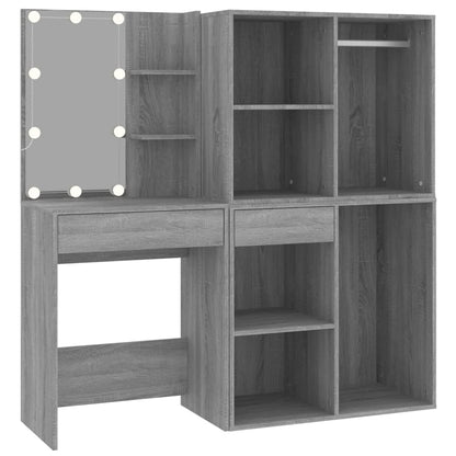 Kaptafel Met Kastjes Led Bewerkt Hout Eiken Grijs sonoma