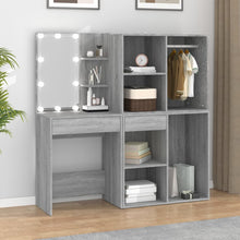 Kaptafel Met Kastjes Led Bewerkt Hout Eiken Grijs sonoma