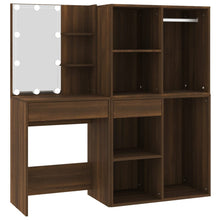 Kaptafel Met Kastjes Led Bewerkt Hout Bruin Eikenkleur